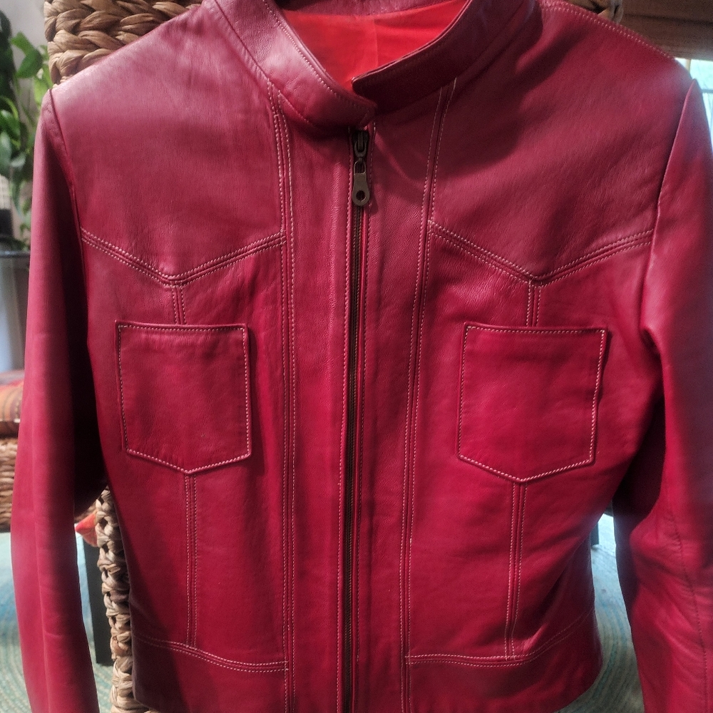 Red leather jacket